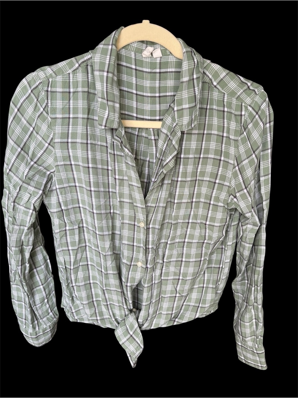 GUC Treasure & Bond green plaid tie-front long-sleeve shirt - M